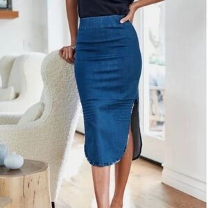 Frank & Eileen Skirt Size 4 Donegal Denim Long NWT